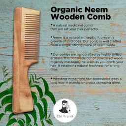 adore Organic Neem Wooden Comb with Handle - Pack of 2 image 3