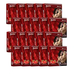 INJOY Set Of 20 Ribbed & Extra Dotted Lubricated Strawberry Flavored Condoms - 3 Pcs Each-5