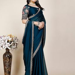 K 5 Fashion Embroidered Pure Chiffon Saree-image-91