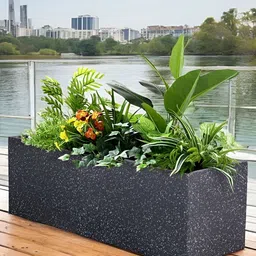 Go Hooked RECTA R Black & Green Rectangle Shaped Lightweight Planter-35