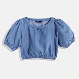 DressBerry Teen Girls Puff Sleeves Blouson Top-image-12