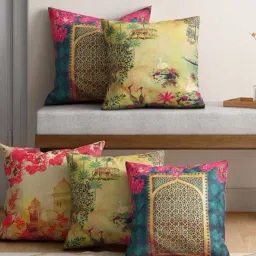 India Circus By Krshna Mehta Multi Blended Velvet Printed Cushion Covers-image-4