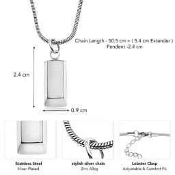 Peora Silver Plated Fancy 3D Vertical Bar & Stick Pendant with Chain image 4