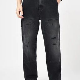 Sf Jeans By Pantaloons Charcoal Black Cotton Anti Fit Distressed Jeans-image-97