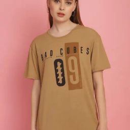 Vimal Jonney Mud Beige Cotton Printed Sports T-Shirt-image-4