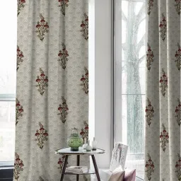 SPACES DRAPE STORY Elegent Grey & Brown Polyester 8 FT Door Curtain - Set of 2 image 2