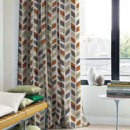 SPACES DRAPE STORY Elegent Multicolor Polyester 8 FT Door Curtain - Set of 2 image 2