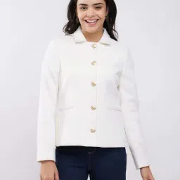 Fablestreet White Polyester Plain Jacket-image-47