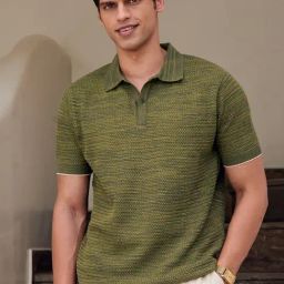 Andamen Monsoon Olive Cotton Regular Fit Polo T-Shirt-image-14
