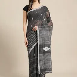 Kalakari India Grey Woven Saree With Unstitched Blouse-picture-24
