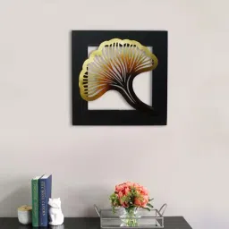eCraftIndia Colorful Iron Leaf with Wooden Frame Handcrafted Wall Hanging-45