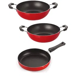 Nirlon Non-Stick Red Aluminium Kitchenware Essential combo Set with Steel Lid - (2.6mm)-32