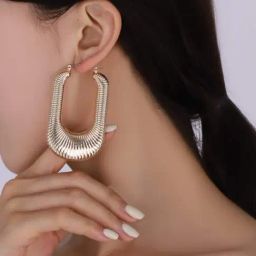 OOMPH Gold Textured Hoop Earrings-image-19