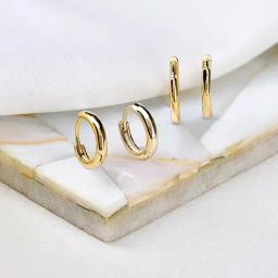 Accessorize London Golden Hoop Earrings (Set of 2)-image-8