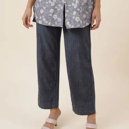 Fabindia Blue Cotton Regular Fit Mid Rise Pants-image-76