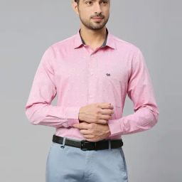 Thomas Scott Pink Slim Fit Self Design Cotton Shirt-image-35