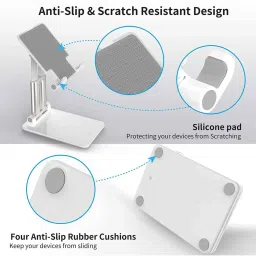 EYNK Fully Foldable & Adjustable Desktop Table Stand Upgraded Mobile Holder (White) image 4