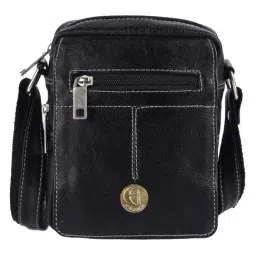 HiLEDER Black Textured Small Leather 7 inch Cross Body Bag-image-84