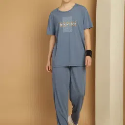 Vimal Jonney Grey Cotton Printed Sports T-Shirt Track Pant Set-image-42