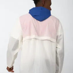 Reebok White & Blue Regular Fit Colour Block Sports Hoodie image 2