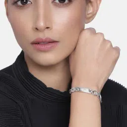 Estele Rhodium-Plated Rectangular Link Bracelet for Women-21