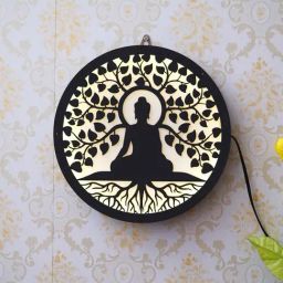 eCraftIndia Black Wood Cutout LED Light Wall Hanging Lamp-image-91