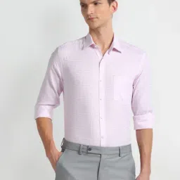 Arrow Pink Cotton Slim Fit Checks Shirt-picture-36