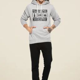 Campus Sutra Grey Printed Hooded Sweatshirt-image-42