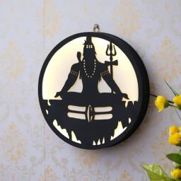 eCraftIndia Black Wood Cutout LED Light Wall Hanging Lamp-image-93
