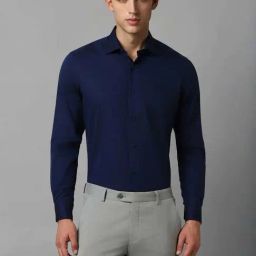 Louis Philippe Navy Cotton Regular Fit Shirt-picture-34