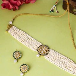 NVR Gold Plated Kundan Studded Jewellery Set for Women-47