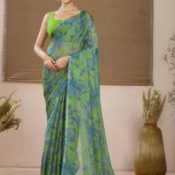 Garden Vareli Women Abstract Printed Chiffon Saree without Blouse Piece-picture-21
