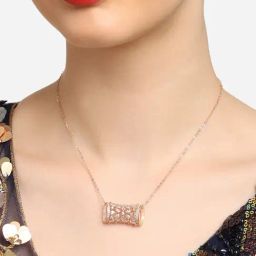 Zaveri Pearls Rose Gold Contemporary Cubic Zirconia Embellished Pendant & Chain-ZPFK16913-11