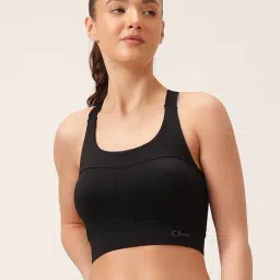 Clovia Black Polyester Solid Sports Bra-image-23