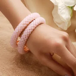 Priyaasi Pink Beaded Gold-Plated Bangle - Set of 2 image 2