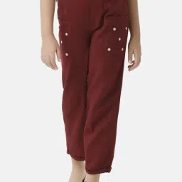 Under Fourteen Only Kids Maroon Embroidered Trousers-image-38