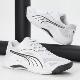 Puma Men's Solarstrike II White Indoor Court Shoes-image-22