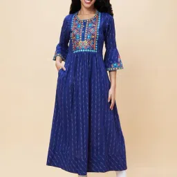 Globus Indigo Embroidered Kurta-image-96