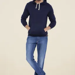 Campus Sutra Navy Solid Hooded Sweatshirt-image-97