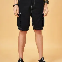 Street 808 By Pantaloons Jet Black Regular Fit Denim Shorts-picture-18