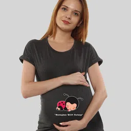 SillyBoom Women Charcoal Printed T-shirt-image-81