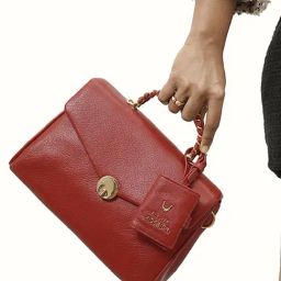 Hidesign Red Solid Medium Satchel Handbag-11