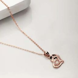 Zavya 925 Silver Heartfelt Radiance CZ Rose Gold-Plated Pendant with Chain for Women-image-73