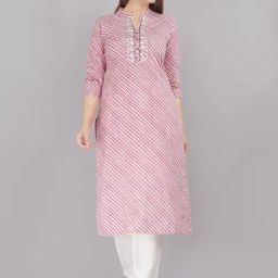 HIGHLIGHT FASHION EXPORT Pink Striped Straight Kurta-image-19