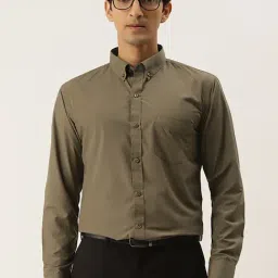 English Navy Olive Slim Fit Shirt-image-83