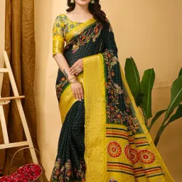 Saree Mall Dark Green Cotton Self Saree with Blouse Piece-image-49