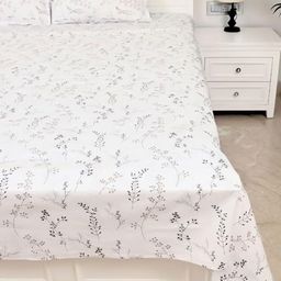 BREVARD Brown & White Floral Printed Cotton 210 TC Queen Bedsheet Set 2.54 m x 2.28 m-image-80