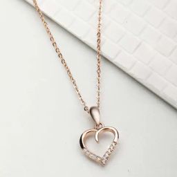 Zavya 925 Silver Rosy Devotion CZ-Heart Pendant with Chain for Women-31