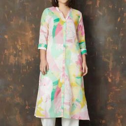 Melange By Lifestyle Multicolour Cotton Regular Fit Printed Kurtas-picture-4