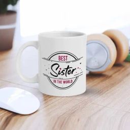 eCraftIndia White Ceramic Best Sister In The World Quote Printed Coffee Mug (0.25 L)-35